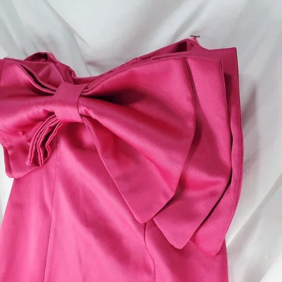 Fashion Nova Women's Pink Mini Dress Strapless Adina Bow Back Zip Size Large